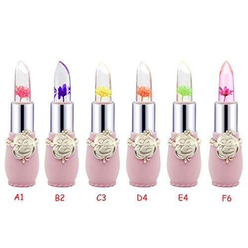 Hennta 6Pcs / Set Beauty Bright Flower Crystal Jelly Pintalabios Mágico Cambio de Temperatura Color Bálsamo Labial Maquillaje