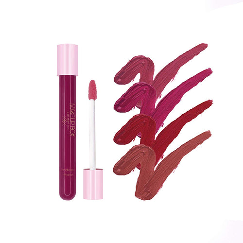 Makeupbox 4 Labiales Matte Larga Duración Redish Collection lip gloss endless Matte 12-horas Touch-proof libres de plomo, conservadores y parabenos,cruelty free